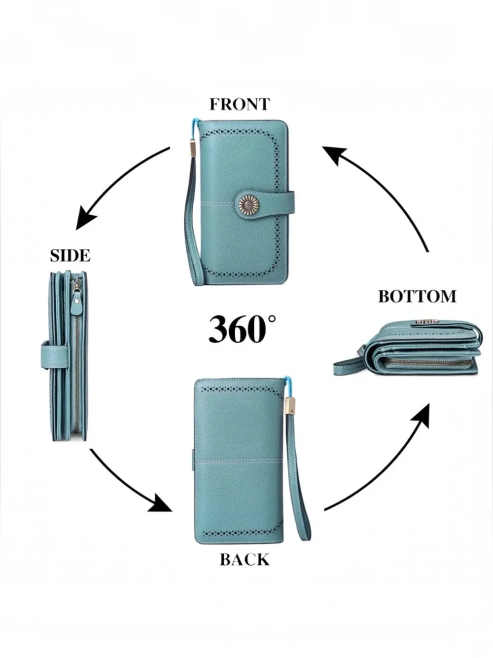 NEW 6981 Wallet Leather Large Capacity Wristlet Clutch Purse Credit Card Holder